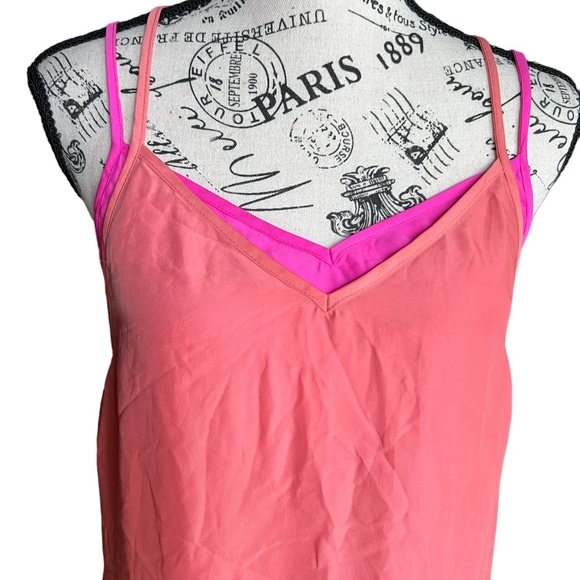 Aiko double camisole made in USA orange & pink Sz M - Picture 2 of 8
